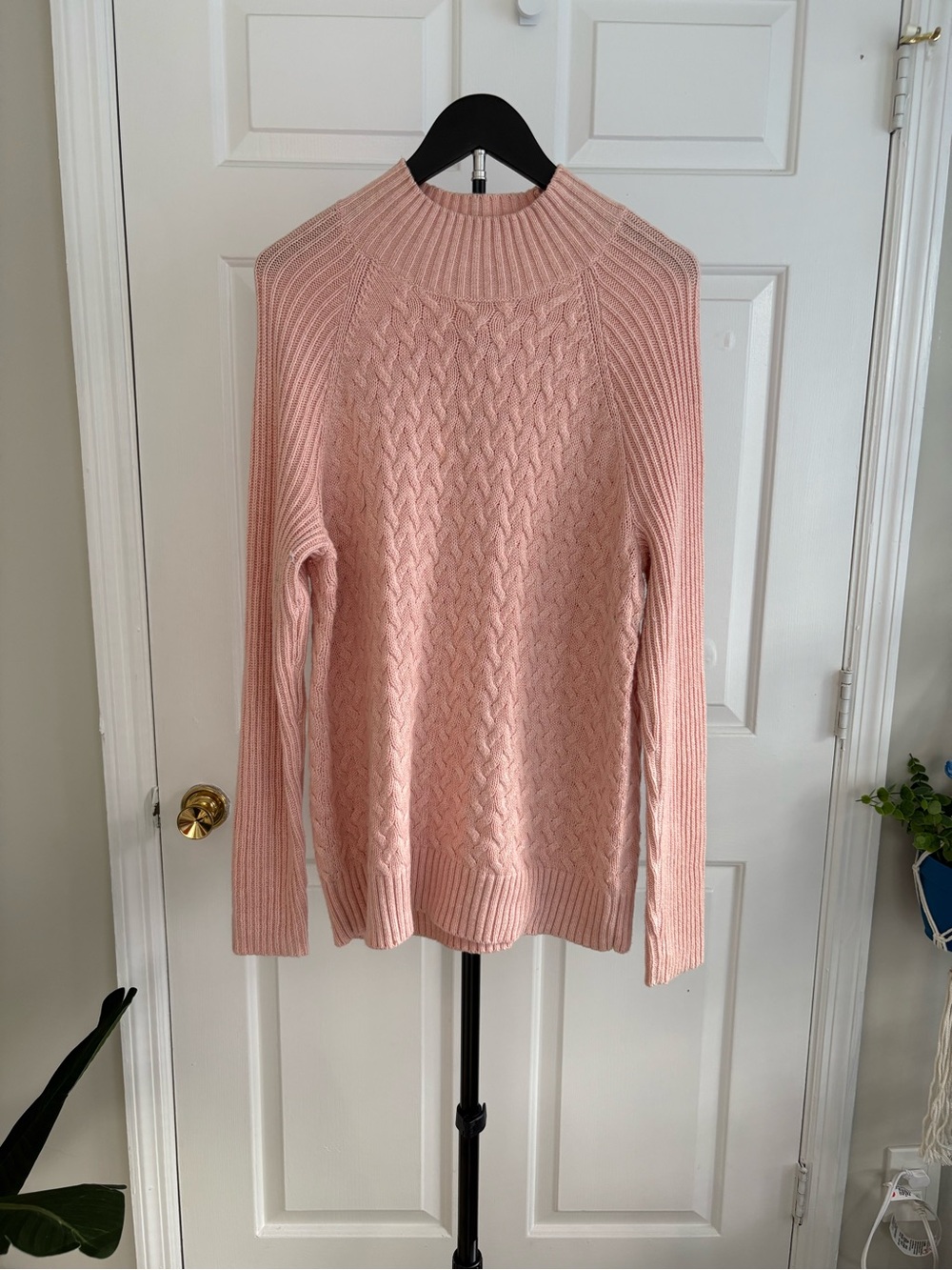 croft & barrow Pink Cable Knit Mock Neck Sweater